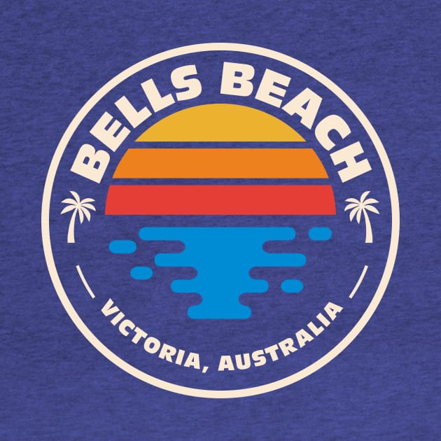 Retro Bells Beach Victoria Australia Vintage Beach Surf Emblem by Now Boarding
